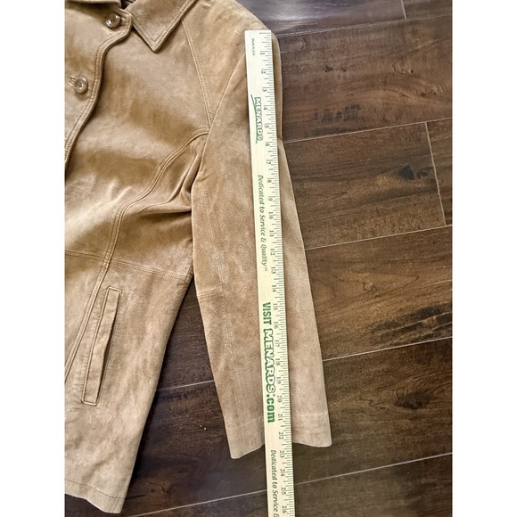 Bernardo Suede Jacket Women's Size Large Button Front Tan Fully Lined - Picture 10 of 14